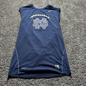 Nike Pro Notre Dame Fighting Irish Sleeveless Shirt Mens XL Blue‎ Dri Fit